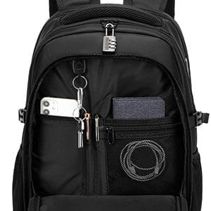 KONO Bakpoki USB Svartur KONO Svartur með festingu fyrir ferðatösku.Og USB hleðslu port.Og 13.5″ fartölvu hólf og Spjaldtölvu. Lás fylgir. Stærð H 48 cm B 33 cm Þ 10 cm