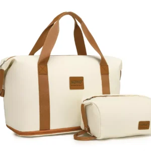 KONO Stækkanleg vatnsheld BEIGE og Brún Stækanleg , vatnsheld og með auka snyrtibuddu Stærð H 30 cm B 40 cm Þ 22 cm