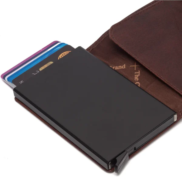 Chesterfield kortaveski París með RFID vörn Brúnt - Image 3