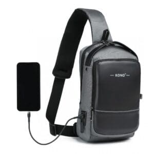 KONO Smart Sling brjóstpoki með USB hleðslutengi