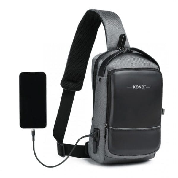 KONO Smart Sling brjóstpoki með USB hleðslutengi