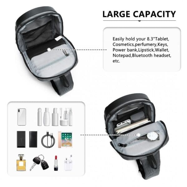 KONO Smart Sling brjóstpoki með USB hleðslutengi - Image 5