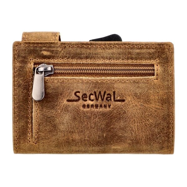 SecWal Leður RFID Kortaveski Ljós Brúnt - Image 5