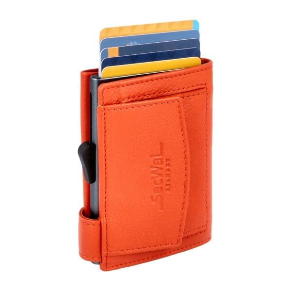 SecWal Leður RFID Kortaveski Orange