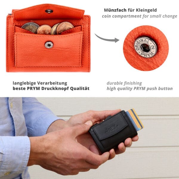 SecWal Leður RFID Kortaveski Orange - Image 5