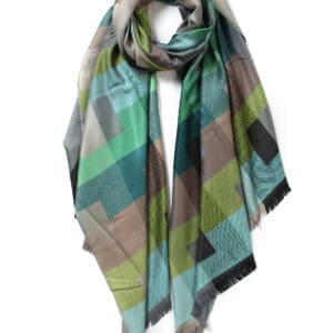 Treflar Grænn Mynstraður Prentaður Pashmina