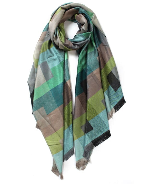 Treflar Grænn Mynstraður Prentaður Pashmina