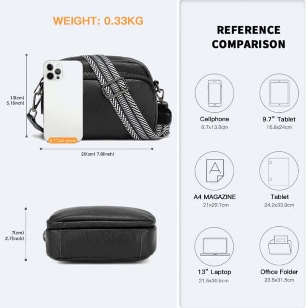 Miss Lulu Elegant  Leður Crossbody - Image 3