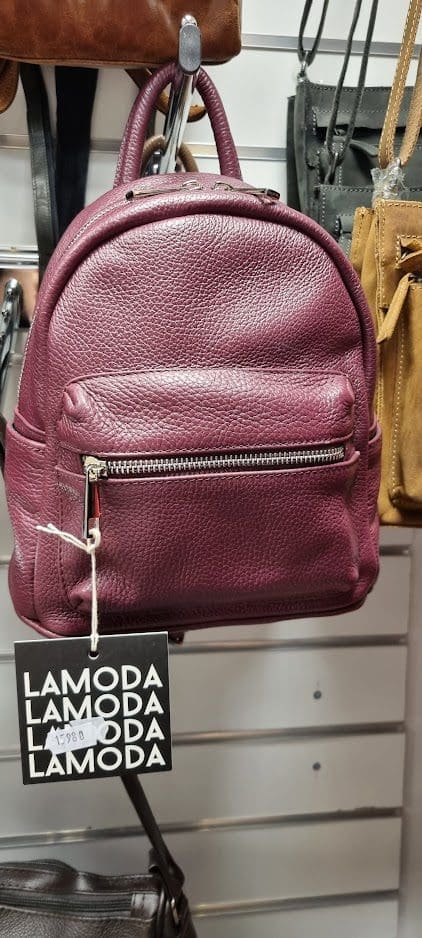 Bakpoki ITALIAN LEATHER  Vínrauður