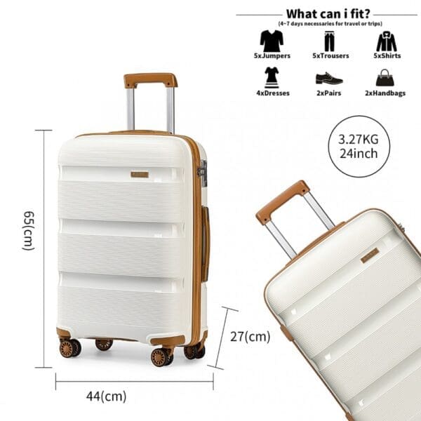 Ferðataska KONO BRIGHT HARD SHELL PP 76cm Cream - Image 7