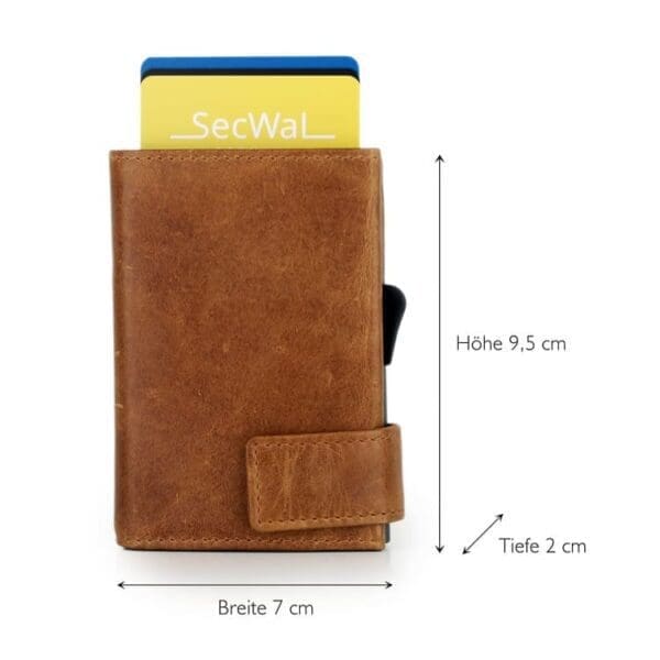SecWal Leður RFID Kortaveski Coniak Brúnt - Image 6