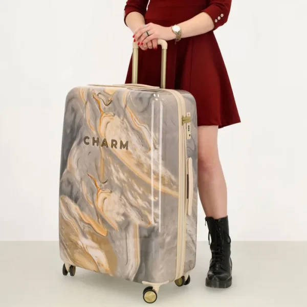 Charm London Travel Suitcase 75 cm Ljós Grá - Image 3