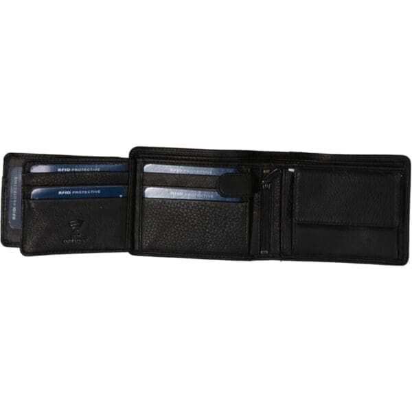 Leður Seðlaveski Svart  RFID Vörn Svart - Image 3